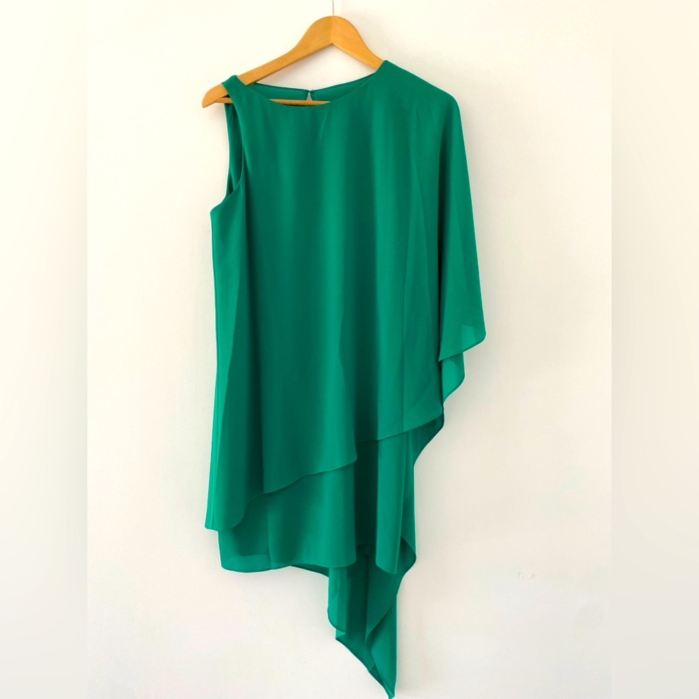 Emerald asymmetrical cape dress size 8